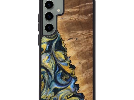 Galaxy S24 Plus Wood+Resin Phone Case - Elian (Teal & Gold, 720905) Sale