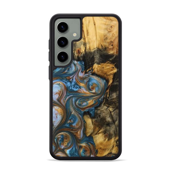 Galaxy S24 Plus Wood+Resin Phone Case - Zaiden (Teal & Gold, 719492) Cheap