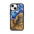 iPhone 13 Wood+Resin Phone Case - Chasity (Blue, 720556) For Sale