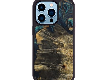 iPhone 14 Pro Wood+Resin Phone Case - Autumn (Teal & Gold, 720116) For Discount