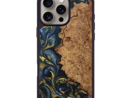 iPhone 16 Pro Max Wood+Resin Phone Case - Heath (Teal & Gold, 720910) Online Sale