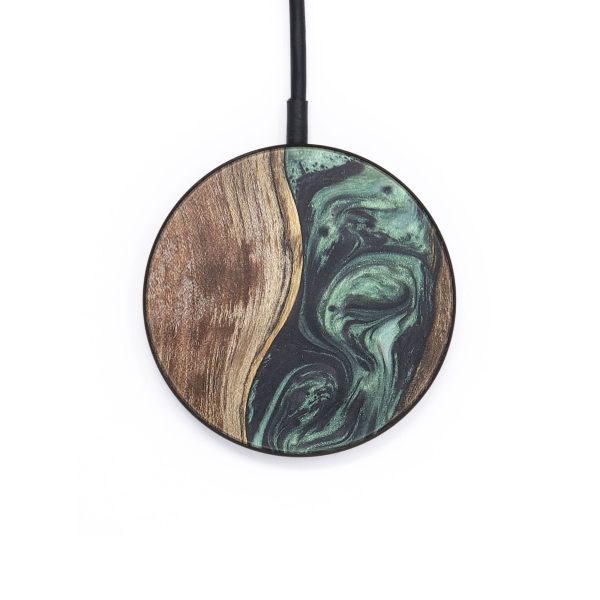 Circle Wood+Resin Wireless Charger - Shelley (Green, 718538) For Sale