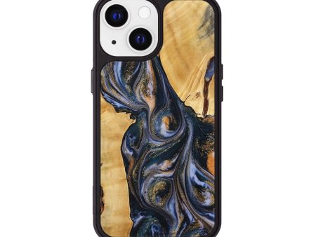 iPhone 13 Wood+Resin Phone Case - Cash (Teal & Gold, 720124) Fashion