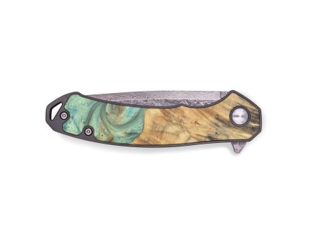 EDC Wood+Resin Pocket Knife - Anna (Teal & Gold, 719407) For Discount