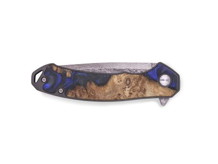 EDC Wood+Resin Pocket Knife - Adrianna (Blue, 719392) For Sale