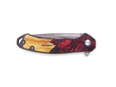 EDC Wood+Resin Pocket Knife - Axel (Red, 719356) Hot on Sale