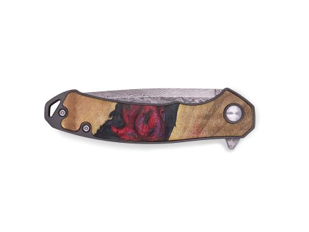 EDC Wood+Resin Pocket Knife - Amber (Red, 719359) Cheap