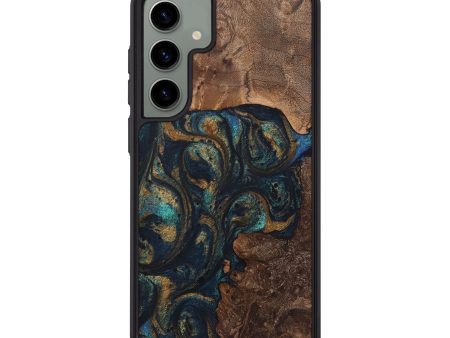 Galaxy S24 Plus Wood+Resin Phone Case - Laurence (Teal & Gold, 720117) Supply