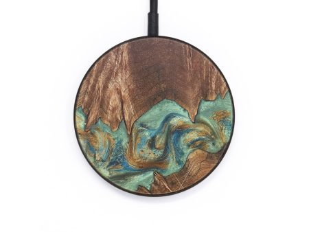 Circle Wood+Resin Wireless Charger - Kirsten (Teal & Gold, 718562) Cheap