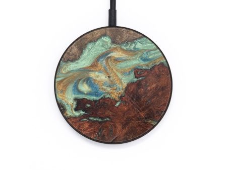 Circle Wood+Resin Wireless Charger - Phoebe (Teal & Gold, 718551) Discount