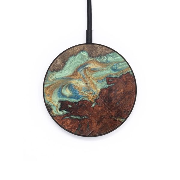 Circle Wood+Resin Wireless Charger - Phoebe (Teal & Gold, 718551) Discount