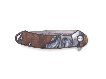 EDC Wood+Resin Pocket Knife - Arya (Black & White, 719396) For Sale