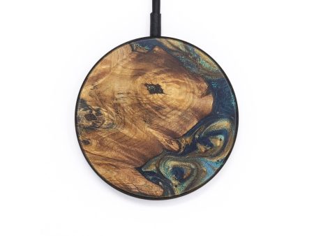 Circle Wood+Resin Wireless Charger - Autumn (Teal & Gold, 718552) Online Hot Sale