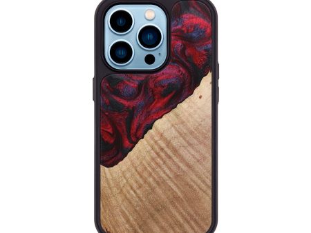 iPhone 14 Pro Wood+Resin Phone Case - Damon (Red, 720026) Fashion