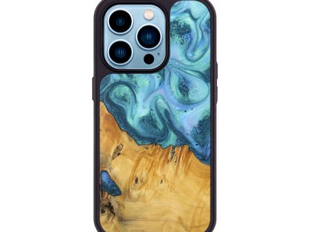 iPhone 14 Pro Wood+Resin Phone Case - Brenda (Blue, 716366) Fashion