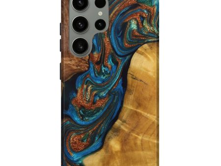 Galaxy S24 Ultra Wood+Resin Live Edge Phone Case - Darla (Teal & Gold, 717939) Online