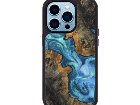 iPhone 14 Pro Wood+Resin Phone Case - Sofia (Blue, 716397) Discount