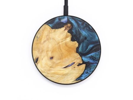 Circle Wood+Resin Wireless Charger - Vonda (Blue, 718567) on Sale