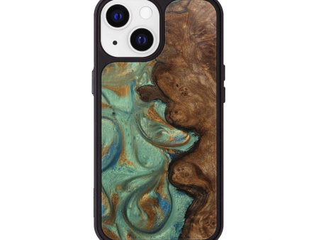 iPhone 13 Wood+Resin Phone Case - Bessie (Green, 718102) Cheap