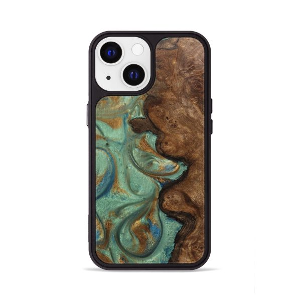 iPhone 13 Wood+Resin Phone Case - Bessie (Green, 718102) Cheap