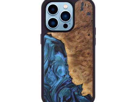 iPhone 14 Pro Wood+Resin Phone Case - Duane (Blue, 717838) Fashion