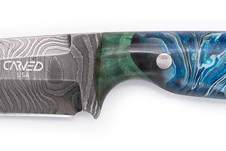 Carved Damascus Field Knife #20692 Discount