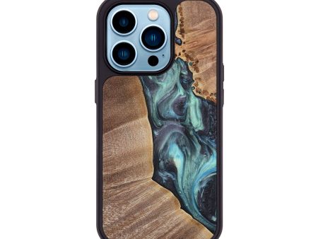 iPhone 14 Pro Wood+Resin Phone Case - Braden (Blue, 717156) Sale