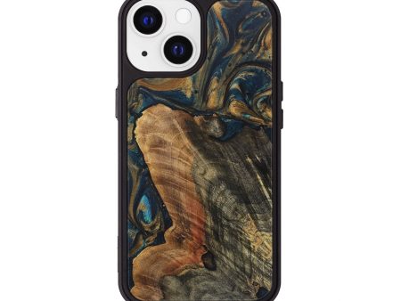 iPhone 13 Wood+Resin Phone Case - William (Teal & Gold, 717653) Discount