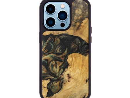 iPhone 14 Pro Wood+Resin Phone Case - Luann (Green, 717298) Sale