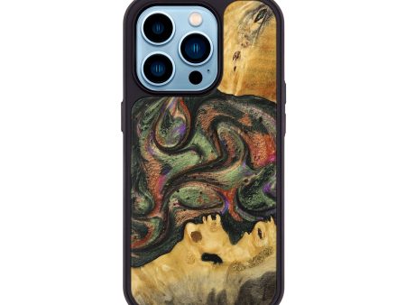 iPhone 14 Pro Wood+Resin Phone Case - Claire (Green, 716840) For Cheap