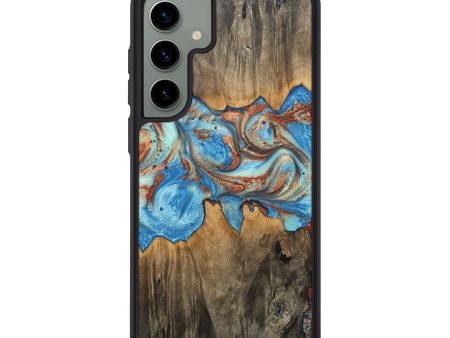 Galaxy S24 Plus Wood+Resin Phone Case - Charlene (Teal & Gold, 717665) Supply