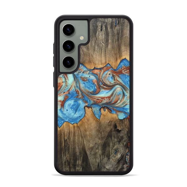 Galaxy S24 Plus Wood+Resin Phone Case - Charlene (Teal & Gold, 717665) Supply