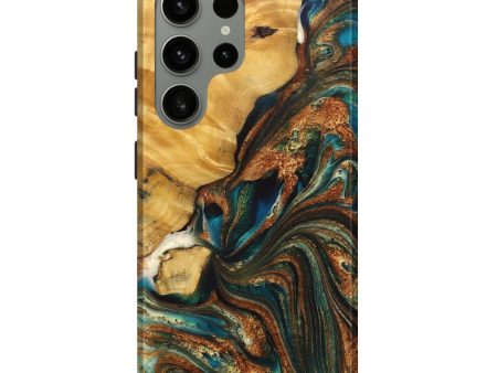 Galaxy S24 Ultra Wood+Resin Live Edge Phone Case - Anthony (Teal & Gold, 717929) Online