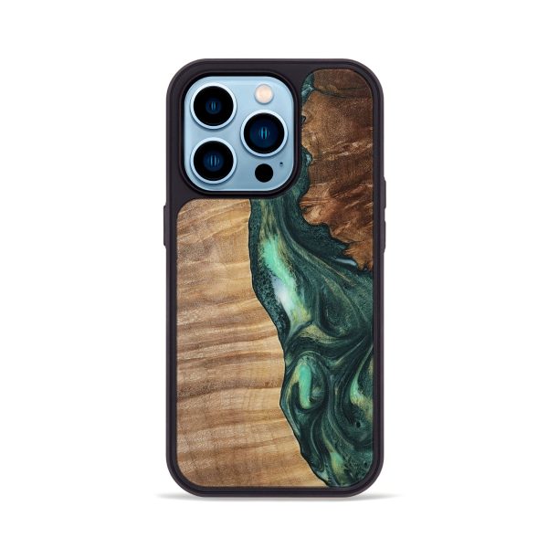 iPhone 14 Pro Wood+Resin Phone Case - Kayleigh (Green, 717074) Fashion