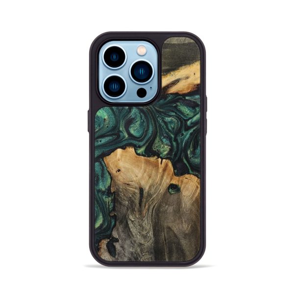 iPhone 14 Pro Wood+Resin Phone Case - Jason (Green, 718075) Online