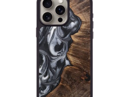 iPhone 15 Pro Max Wood+Resin Phone Case - Agnes (Black & White, 716939) on Sale