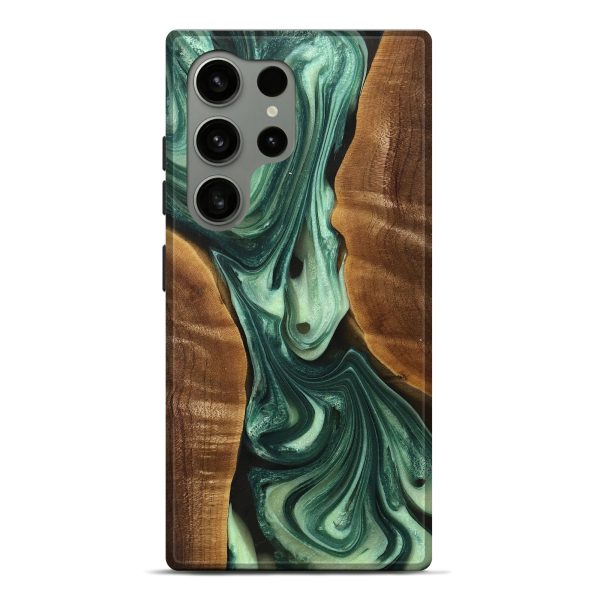 Galaxy S24 Ultra Wood+Resin Live Edge Phone Case - Atlas (Green, 716483) For Cheap