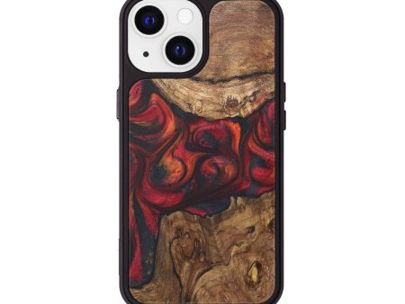 iPhone 13 Wood+Resin Phone Case - Jocelyn (Red, 718665) For Sale