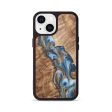 iPhone 13 Wood+Resin Phone Case - Ariella (Teal & Gold, 716223) Sale