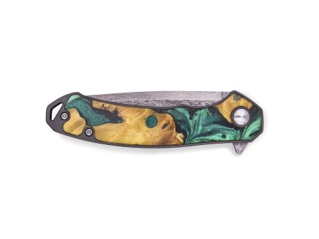 EDC Wood+Resin Pocket Knife - Annika (Green, 719366) Sale