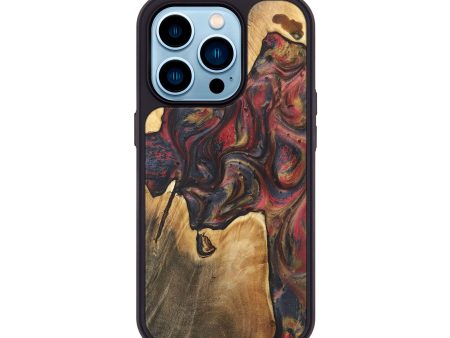 iPhone 14 Pro Wood+Resin Phone Case - Brianne (Red, 718923) For Sale