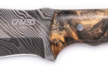 Carved Damascus Hunting Knife #10598 Sale