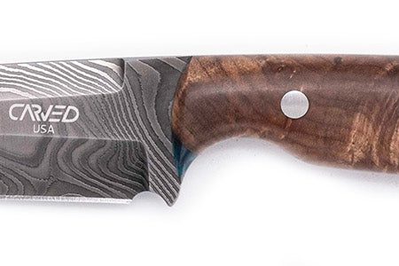 Carved Damascus Field Knife #20693 Online Sale