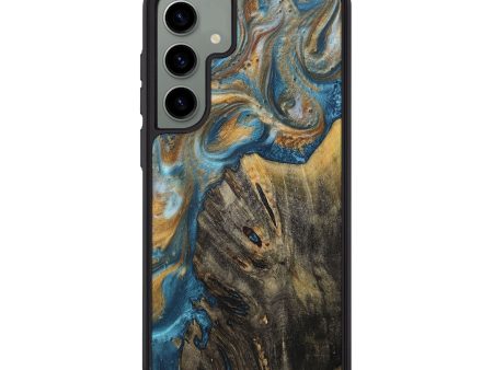 Galaxy S24 Plus Wood+Resin Phone Case - Yasmin (Teal & Gold, 717199) Supply