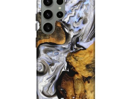 Galaxy S24 Ultra Wood+Resin Live Edge Phone Case - Brandi (Black & White, 719792) For Sale