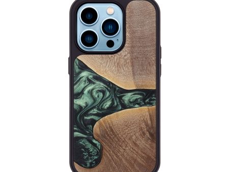 iPhone 14 Pro Wood+Resin Phone Case - Brent (Green, 717587) Discount