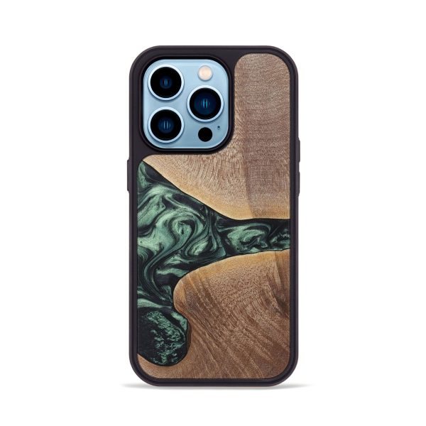 iPhone 14 Pro Wood+Resin Phone Case - Brent (Green, 717587) Discount